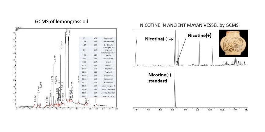 Results from  Shimadzu QP5050-GC-17 Gas Chromatograph-Quadruple Mass Spectrometer