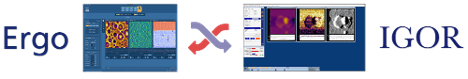 Screenshots of the Ergo and IGOR software systems illustrating how they work together